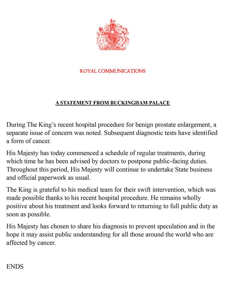 The statement by Buckingham Palace