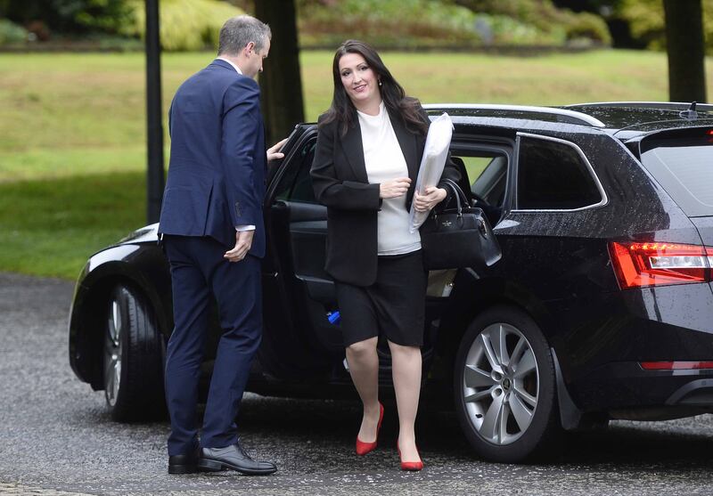 Deputy First Minister Emma Little-Pengelly arriving at Stormont Castle, Belfast