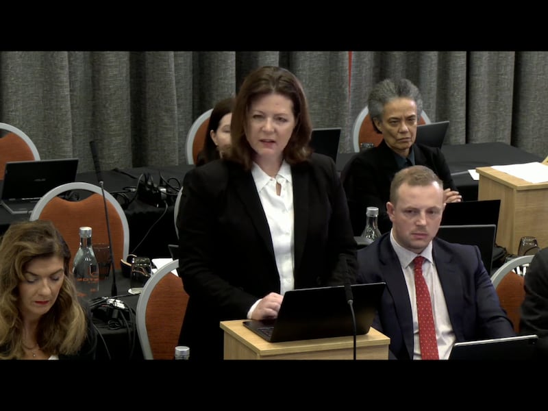 Brenda Campbell KC makes closing submissions to the Covid-19 Inquiry sitting in Belfast