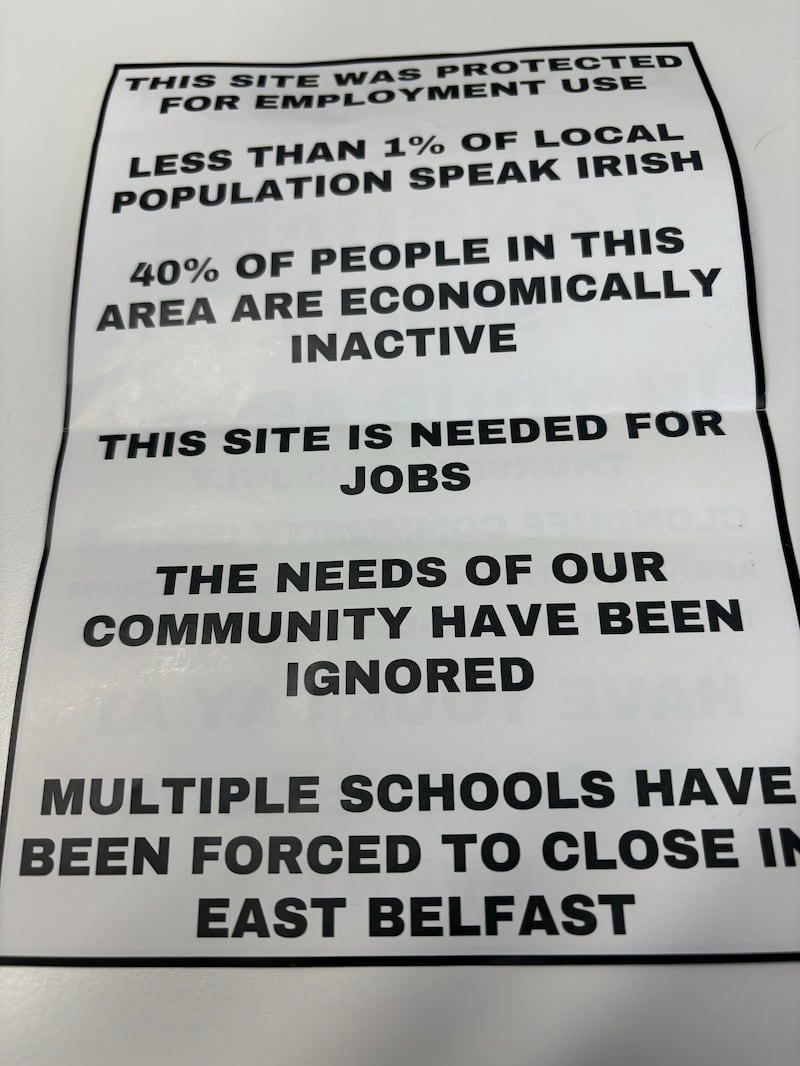 One of the anonymous leaflets posted through residents' doors in East Belfast this week