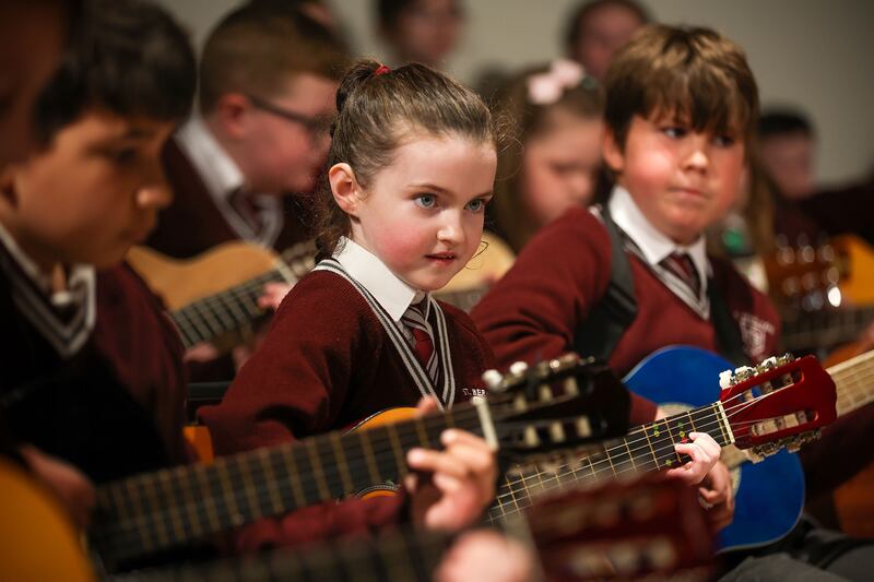 St Bernard's PS, Glengormley, pupils at 2 Royal Avenue  Picture Mal McCann