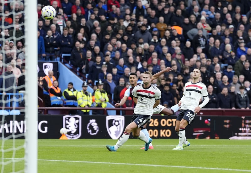 Ollie Watkins (rear left) went close in the second half