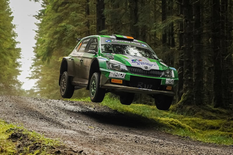 Omagh's Patrick O'Brien in high-flying action