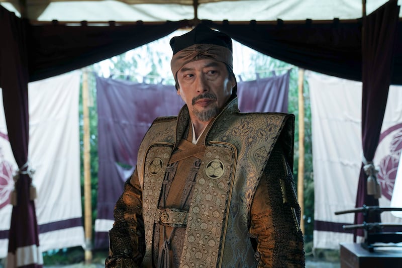 Hiroyuki Sanada in a scene from Shogun. (Katie Yu/FX via AP)