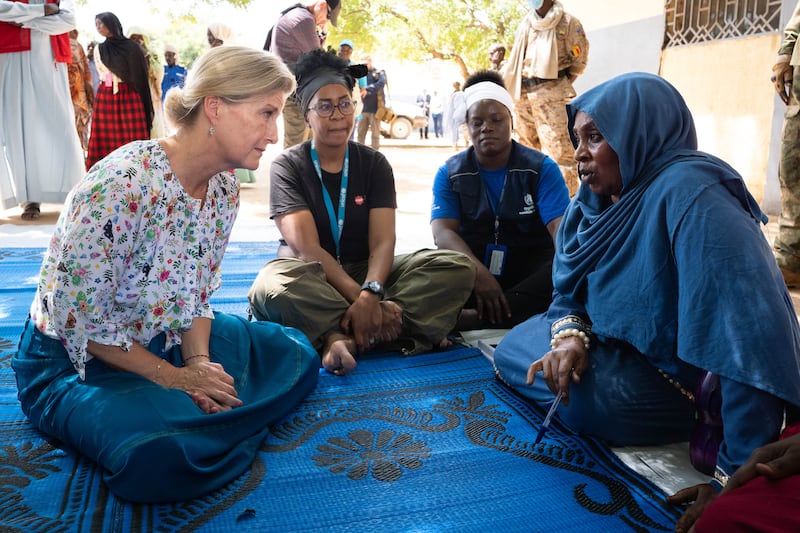 Sophie met refugees while accompanied by representatives from charity Unicef