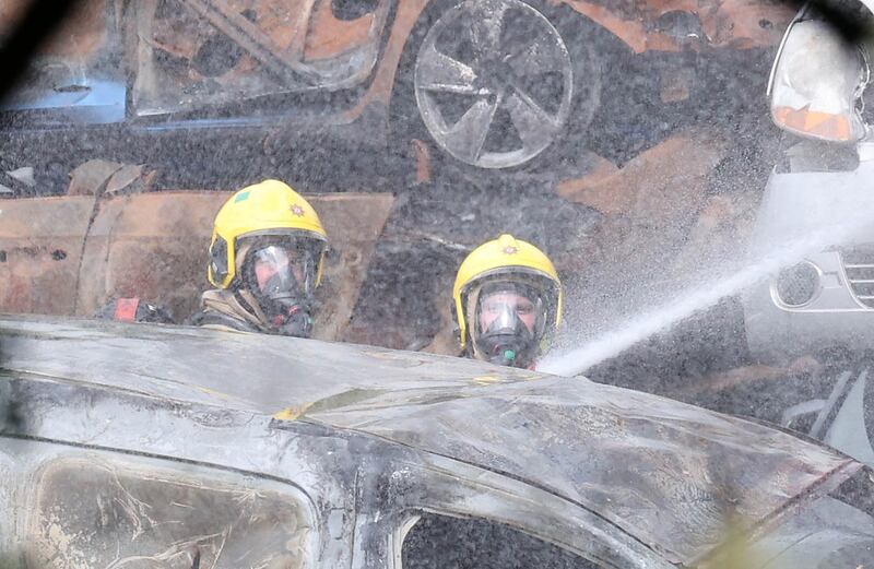 NIFRS at the scene of a fire in Mallusk.
PICTURE COLM LENAGHAN