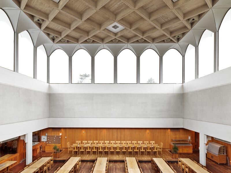 The cubed dining hall of Fitzwilliam College’s Central Hall.