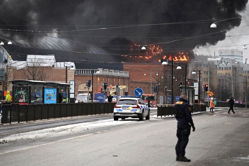 One Liseberg amusement park employee is missing after the blaze (Bjorn Larsson Rosvall/TT News Agency/AP)