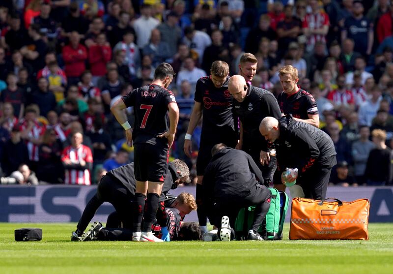 Tino Livramento sustained a serious knee injury as Southampton played at Brighton in April 2022