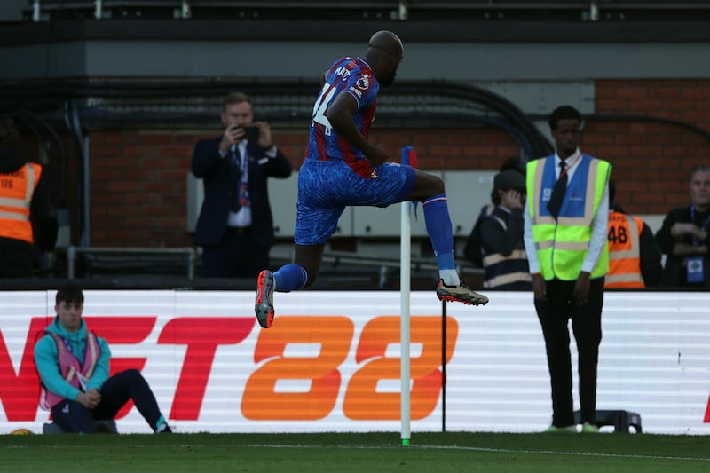 Mateta celebrates after scoring the game’s only goal