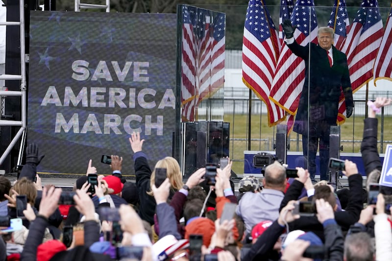 Then-president Donald Trump at a rally in Washington on January 6, 2021 (Jacquelyn Martin/File/AP/PA)