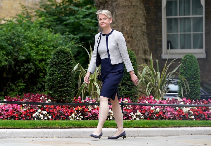 Home Secretary Yvette Cooper arrives in Downing Street following the landslide General Election victory for Labour