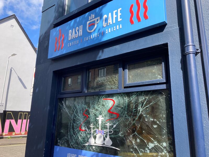 Scenes around the Bash Cafe on Donegall Road in south Belfast