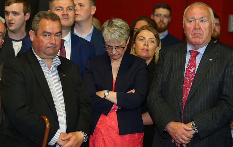 The SDLP's Margaret Ritchie pictured with supporters after failing to get elected. Picture: Mal McCann&nbsp;