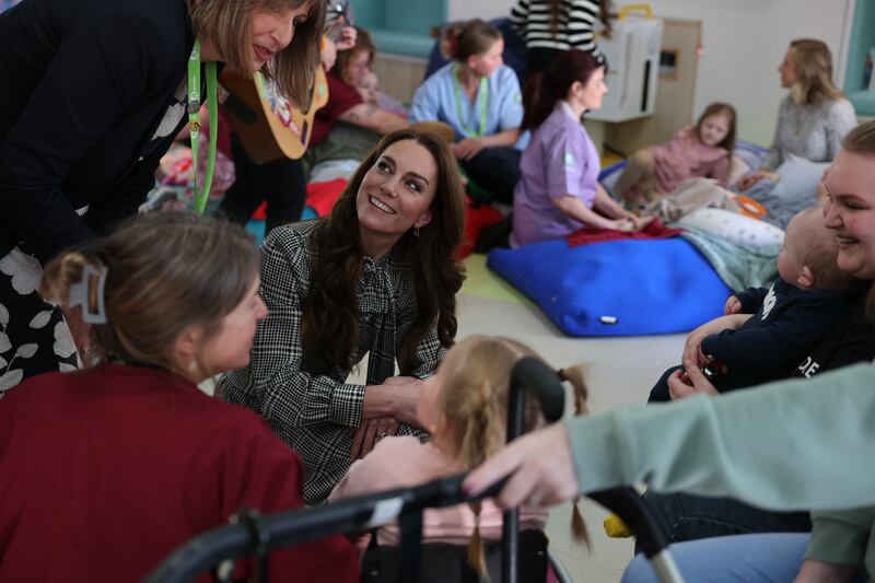 Kate, the new patron of Ty Hafan Children’s Hospice, during a visit to the hospice in Sully, near Cardiff, South Wales, on Thursday