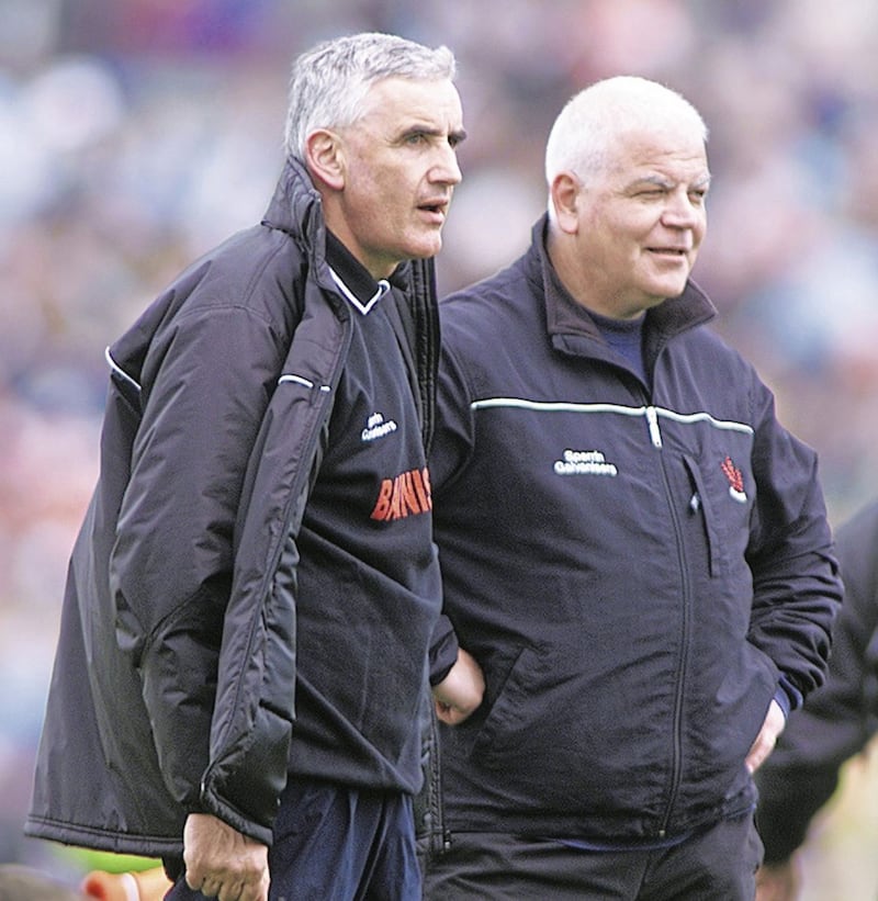 Mickey Moran and John Morrison during their coaching days together 