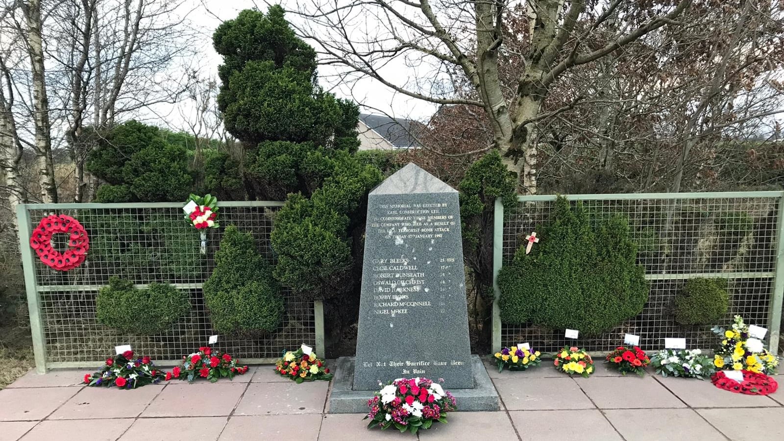 The memorial to remember the victims of the Teebane bombing