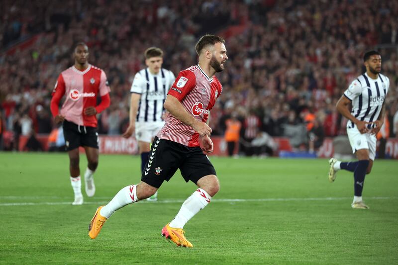 Adam Armstrong scored twice in the play-off semi-final second leg win over West Brom at St Mary’s
