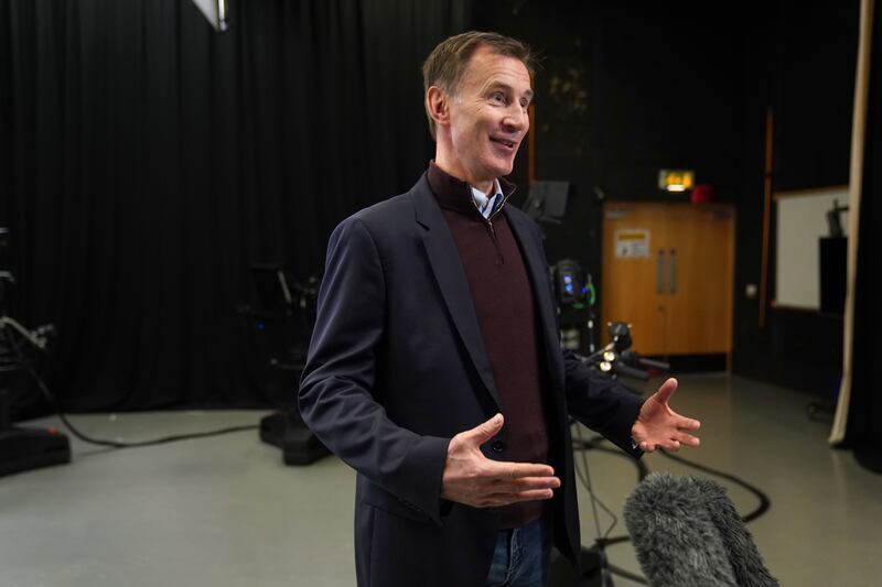 Chancellor Jeremy Hunt speaking to the media during a visit to the North East
