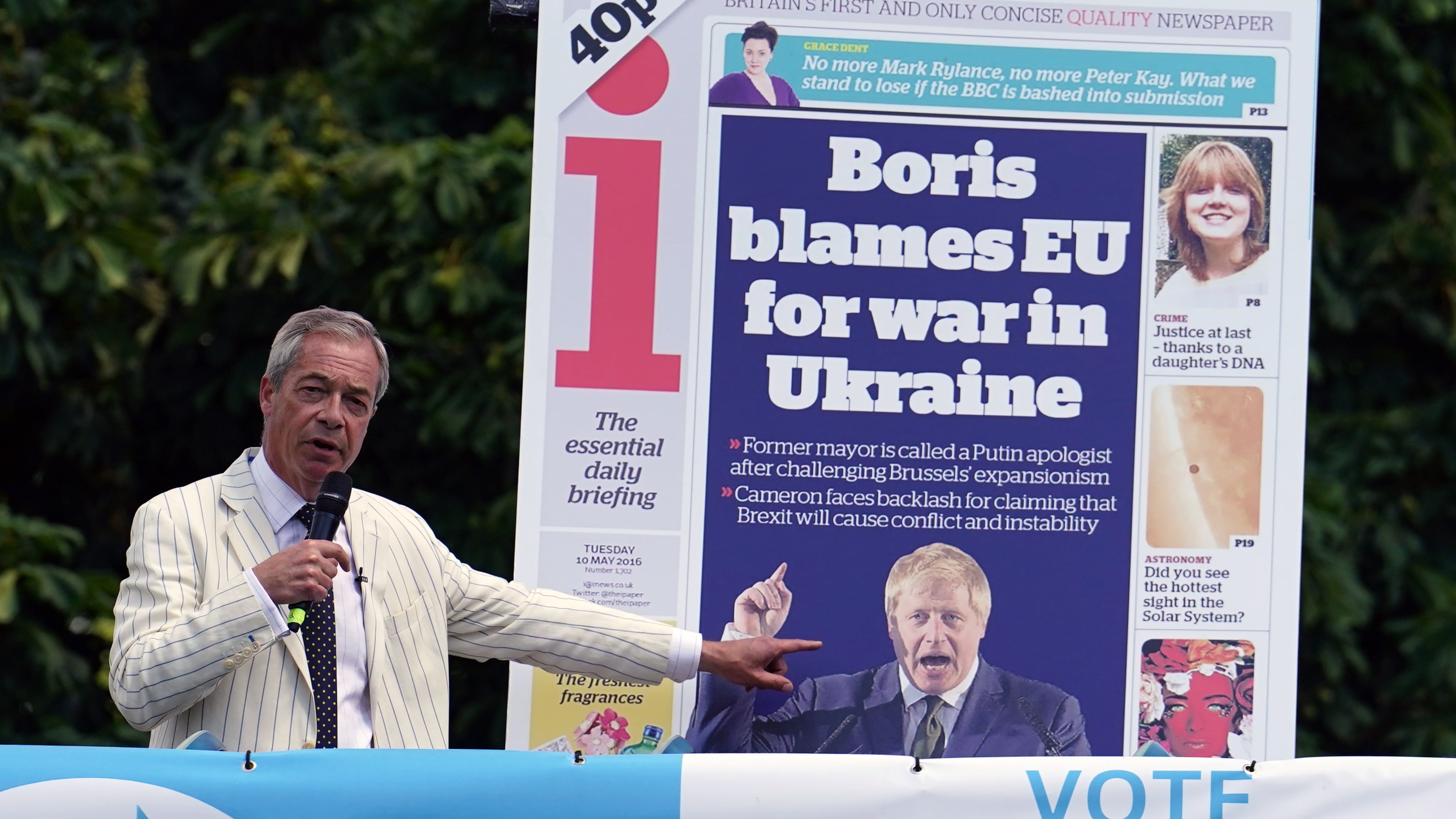 Reform UK leader Nigel Farage said he would ‘never, ever defend’ Russian President Vladimir Putin, as he ramped up his row with former prime minister Boris Johnson