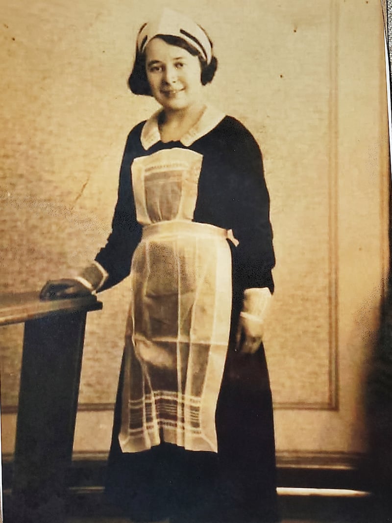 Maggie O’Donnell from Dungloe worked for many yeas as a maid in a parochial house in Dundee in the late 1930s. Picture: courtesy of Sheila Friel.