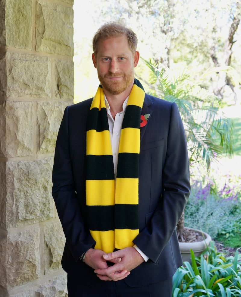 The Duke of Sussex wearing a Scotty’s Little Soldiers scarf