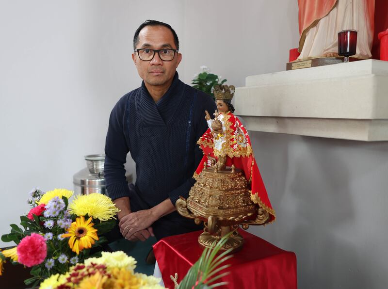 Belfast nurse Aldrin Bañas   at St Vincent de Paul Church.
PICTURE COLM LENAGHAN