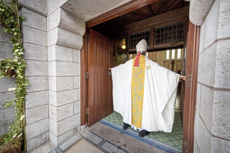 Papal Nuncio Archbishop Charles Brown opened the Holy Door of Mercy at Saint Patrick&#39;s Basilica, Lough Derg, to inaugurate the Jubilee of Mercy Pilgrimage Season in 2016. Picture by Michael Mc Laughlin. 