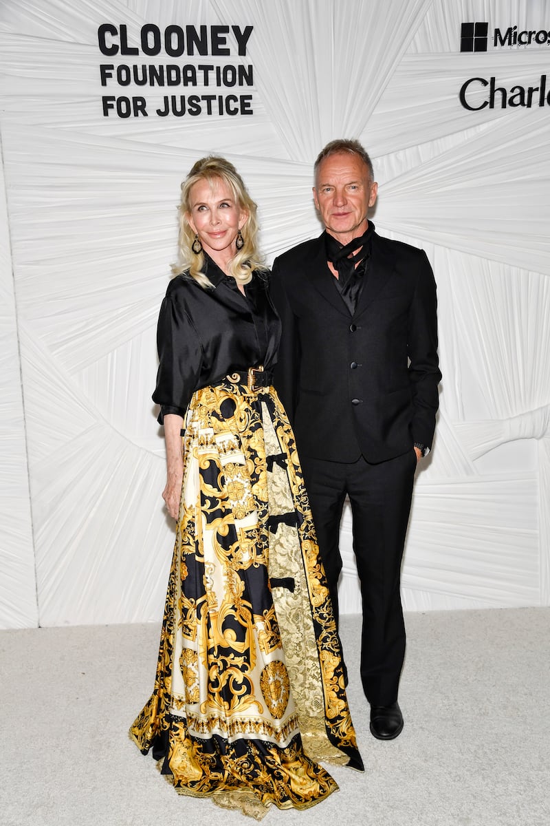 Trudie Styler, left, and Sting attend The Albies hosted by the Clooney Foundation for Justice at the New York Public Library (Evan Agostini/Invision/AP)