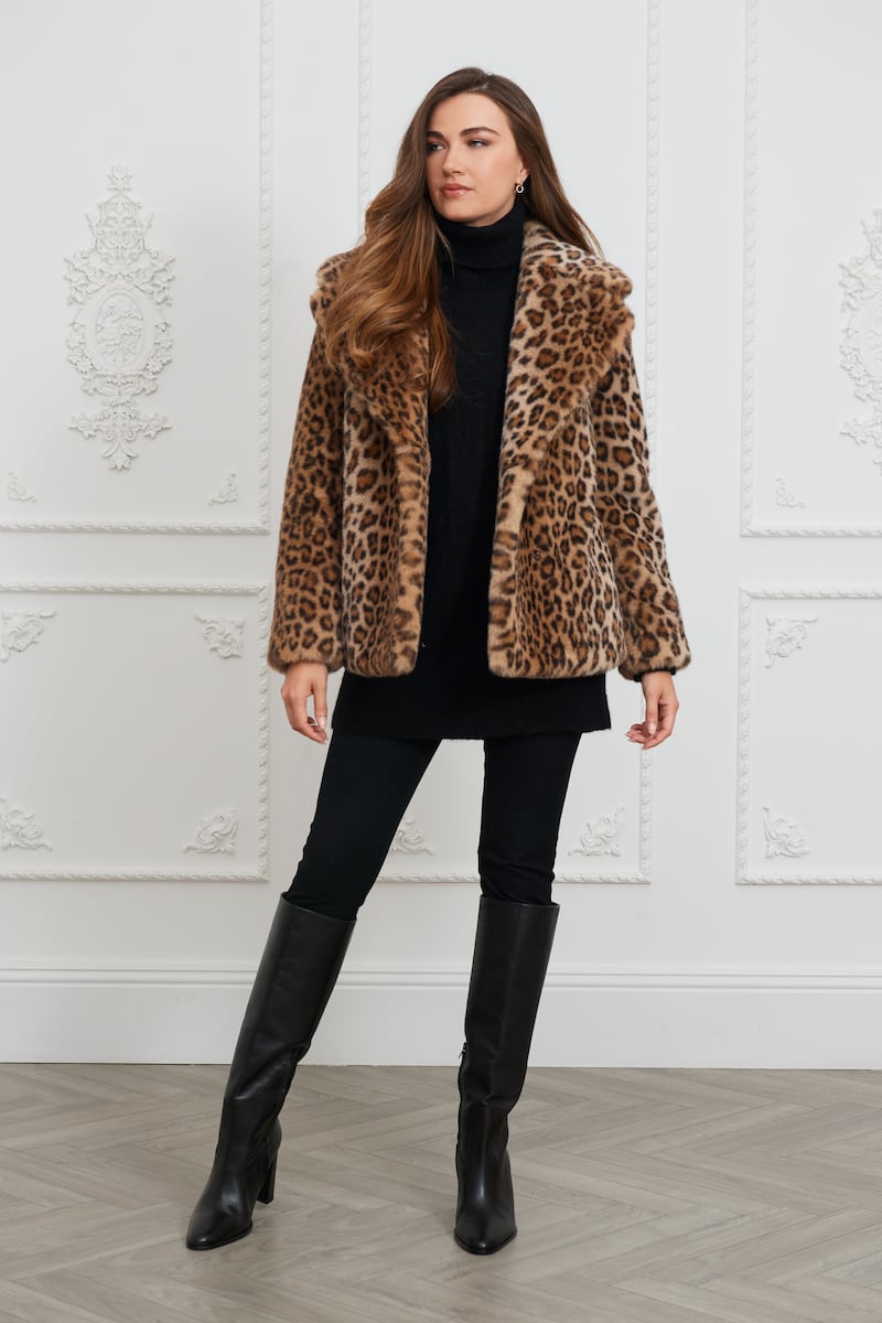 Issy London Lena Leopard Faux Fur Jacket