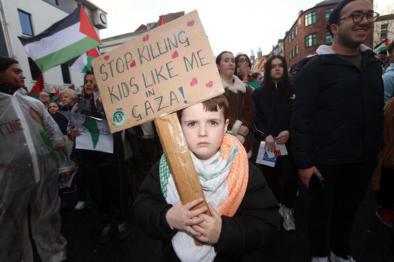 Around 3,000 people took part in Saturday's rally in Belfast. Picture: Mal McCann 