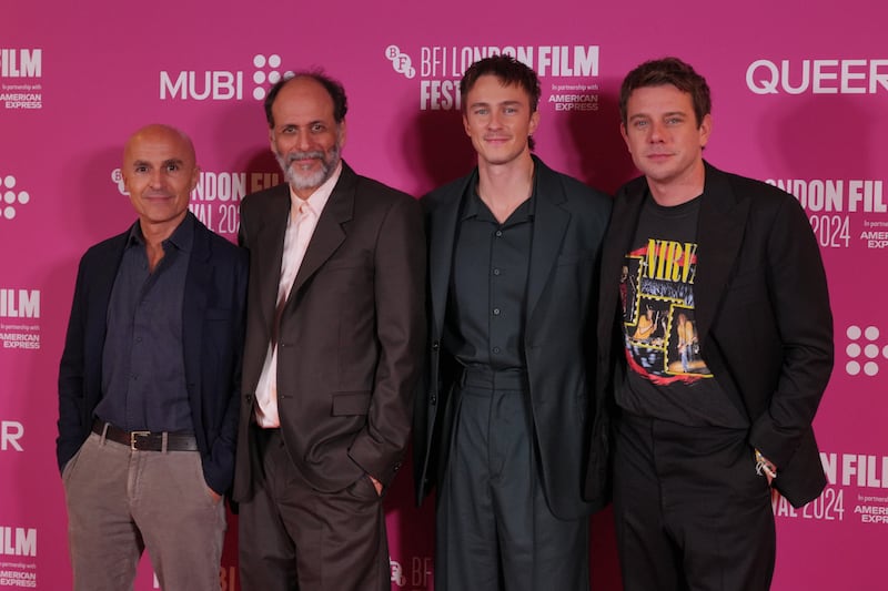 (left to right) Producer Lorenzo Mieli, director Luca Guadagnino, actor Drew Starkey, and JW Anderson