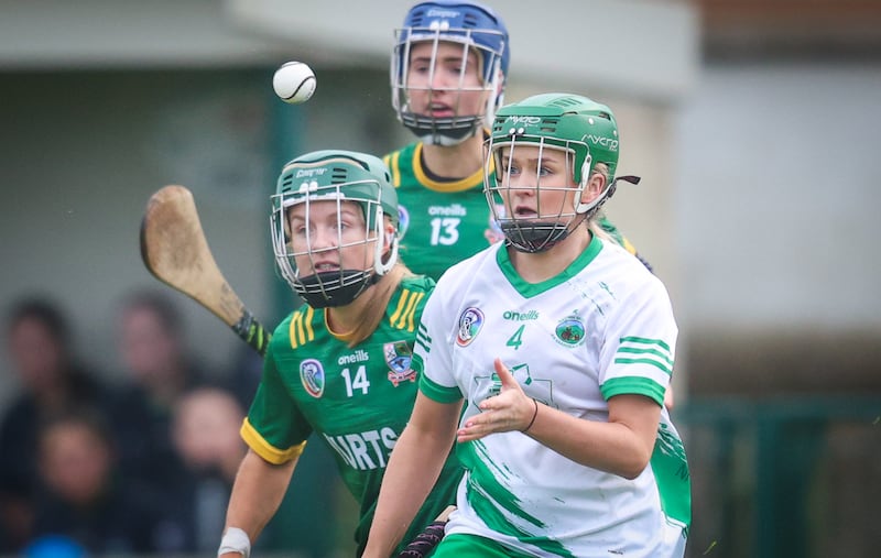 Granemore's Clodagh McClelland is challenged by Ciara Byrne of Knockananna