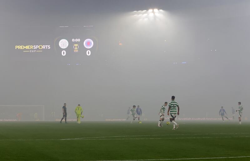 Hampden was engulfed by smoke at kick-off time on Sunday