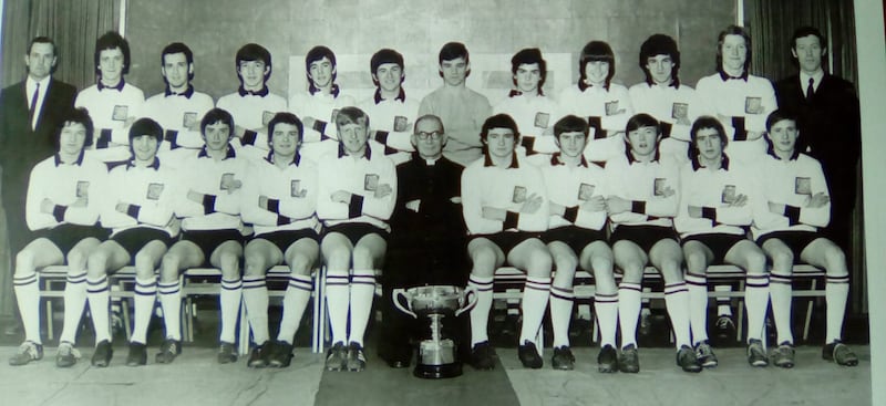 Martin O'Neill with the St Malachy's MacRory Cup-winning team