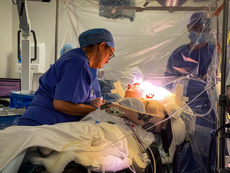 Dr Sharon Mulhern (left) supported Brooke MacFadyen during the surgery