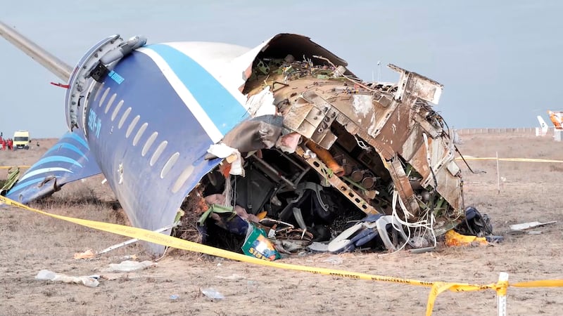 The Embraer 190 aircraft made an emergency landing (The Administration of Mangystau Region via AP)