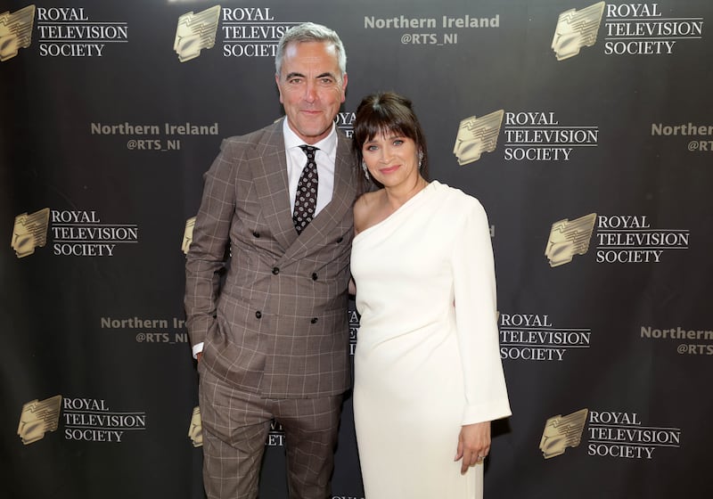 Jimmy Nesbitt and Charlene McKenna pictured at the RTS NI Programme Awards Ceremony in Belfast’s City Hall. Photo by William Cherry/Presseye