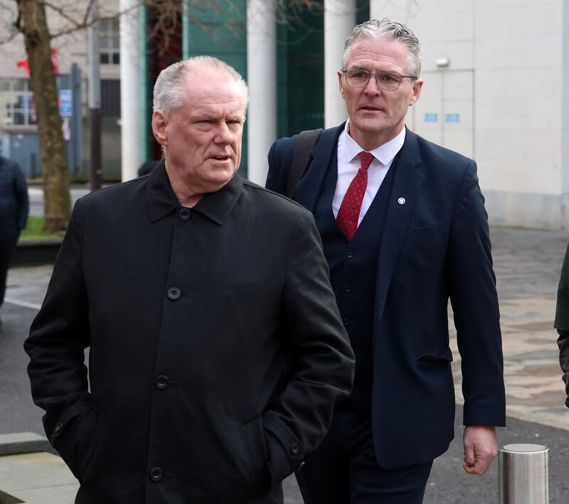 The family of  Sean Brown leave the High Court in Belfast after the inquest into his murder was halted. The coroner is to write to 
the Secretary of State Chris Heaton Harris requesting a public inquiry into the murder of the GAA official by loyalists in 1997, after stating his inquest cannot continue due to material being withheld on grounds of national security. PICTURE: Mal McCann