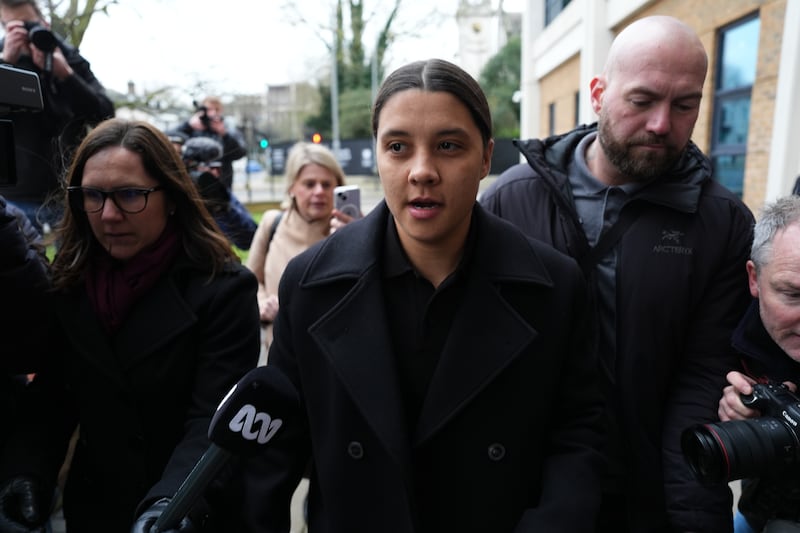 Chelsea and Australia striker Sam Kerr arrives at Kingston Crown Court, south west London