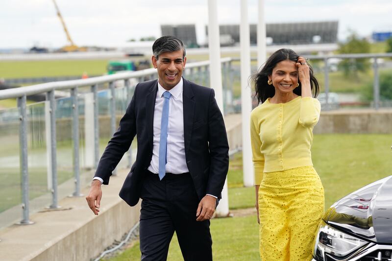 Prime Minister Rishi Sunak was joined by his wife Akshata Murty for the manifesto launch at Silverstone