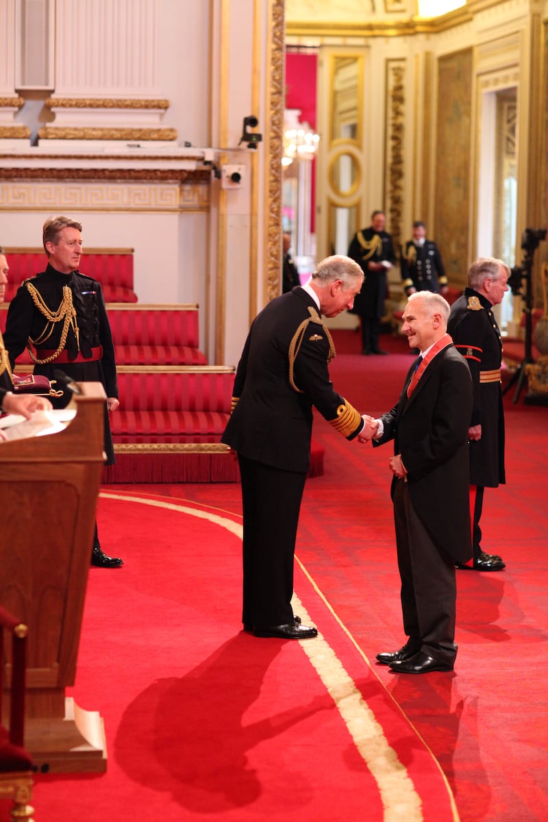 David Goldstone is awarded a CBE for services to the financial administration of the London 2012 Olympic and Paralympic Games during an investiture ceremony at Buckingham Palace