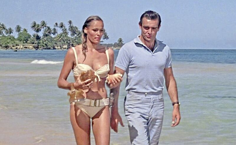 Ursula Andress with Sean Connery in Dr No 