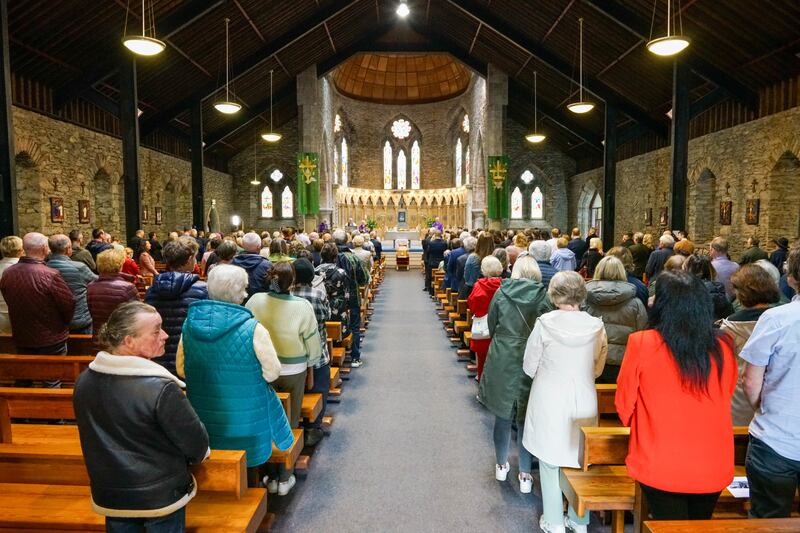The congregation during the funeral for renowned Gaelic games commentator Micheal O Muircheartaigh at St Mary’s Church in Dingle, Co Kerry