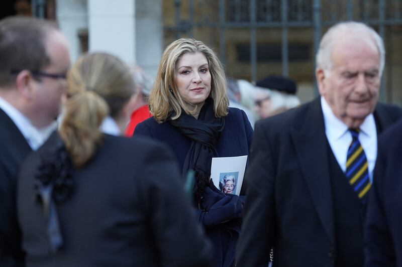 Commons Leader Penny Mordaunt leaving the service of thanksgiving