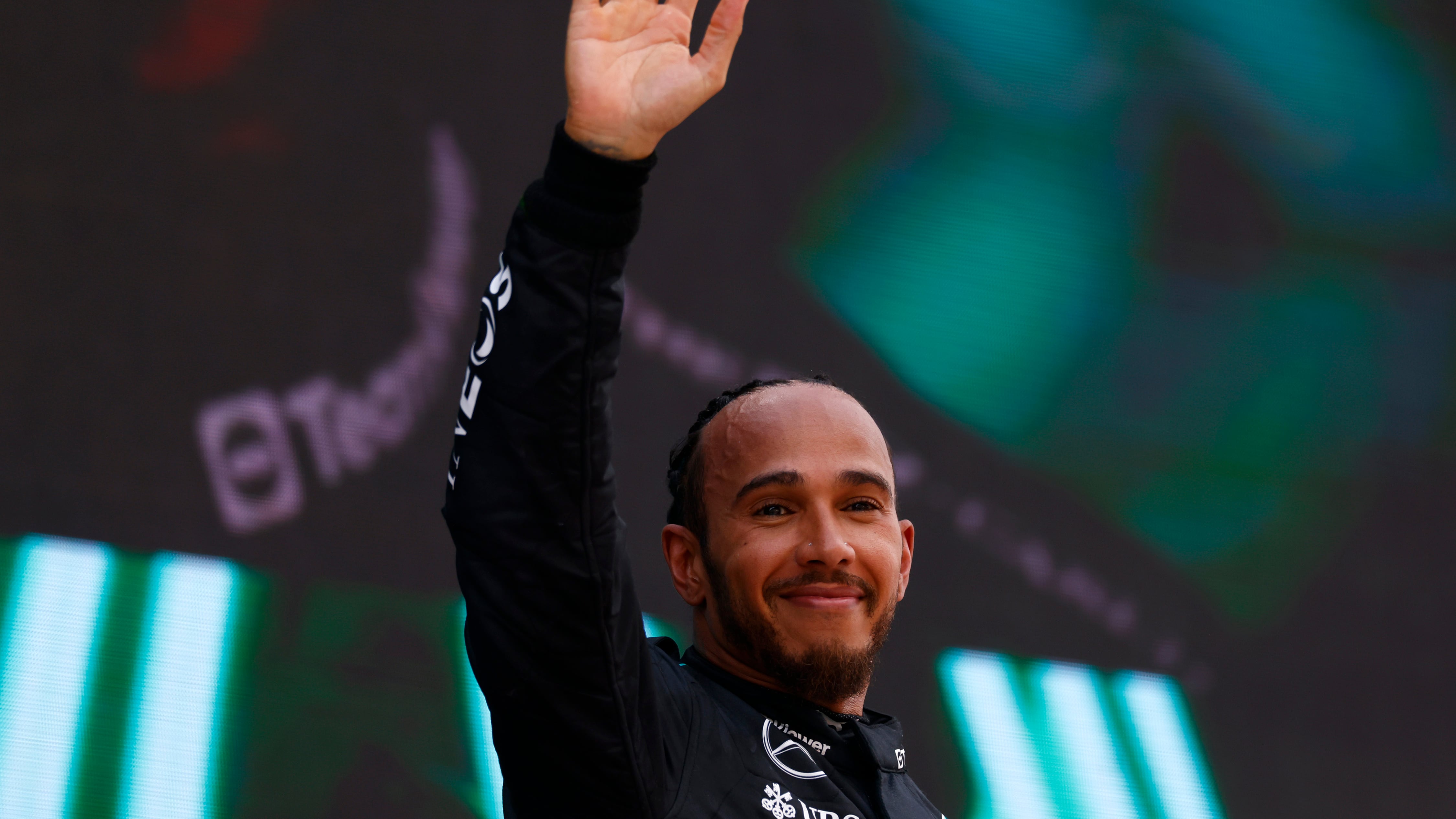 Lewis Hamilton claimed his first podium of the season in Spain on Sunday (Joan Monfort/AP)
