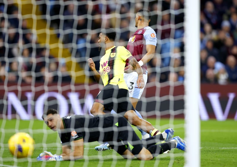 Foster turns to celebrate his finish at Villa Park