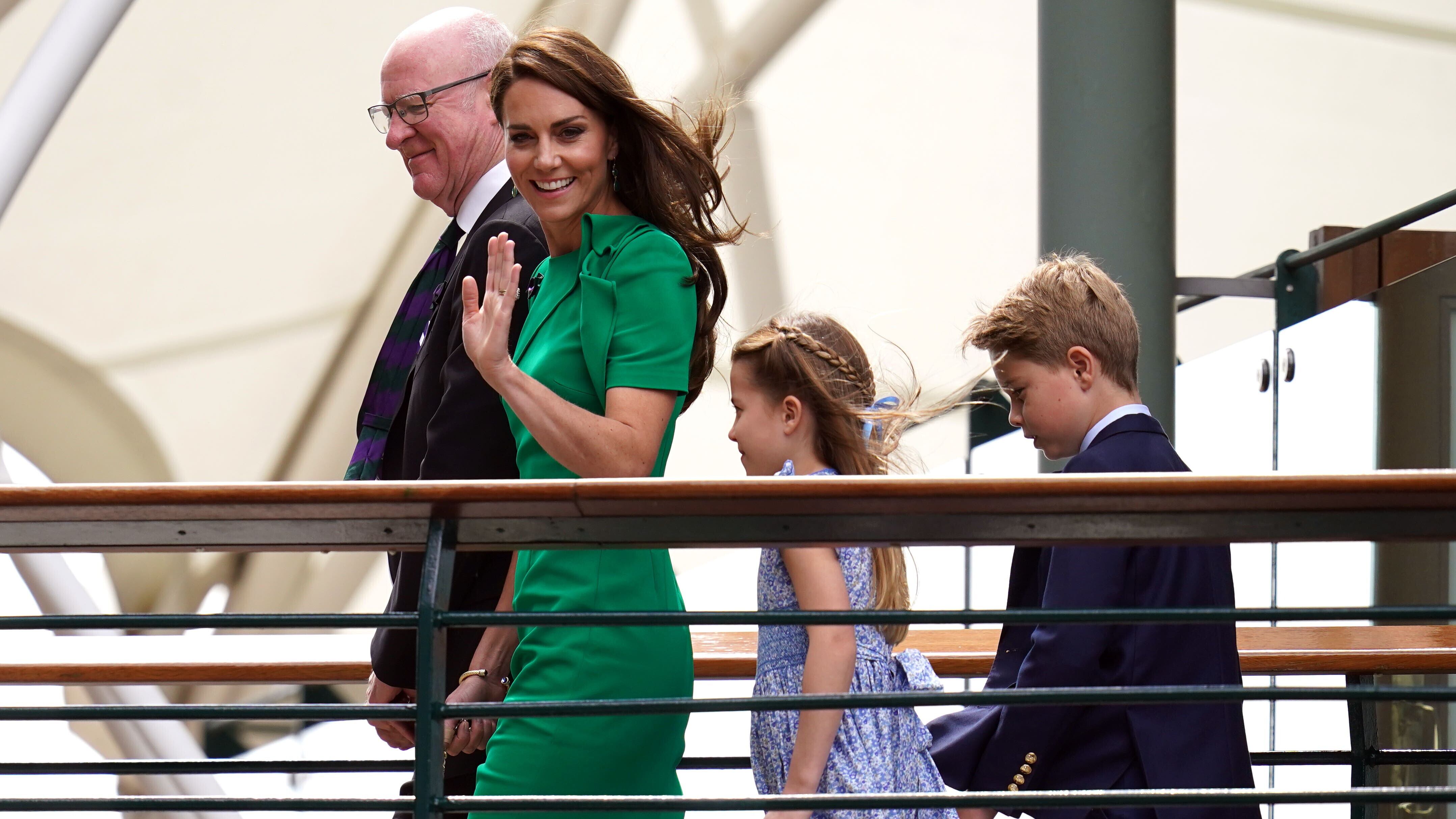 The Princess of Wales has arrived at Wimbledon with Prince George and Princess Charlotte (John Walton/PA)