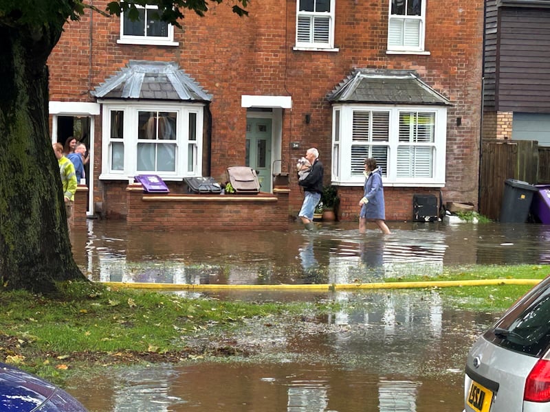 Homes were flooded along the River Purwell in Hitchin, Hertfordshire