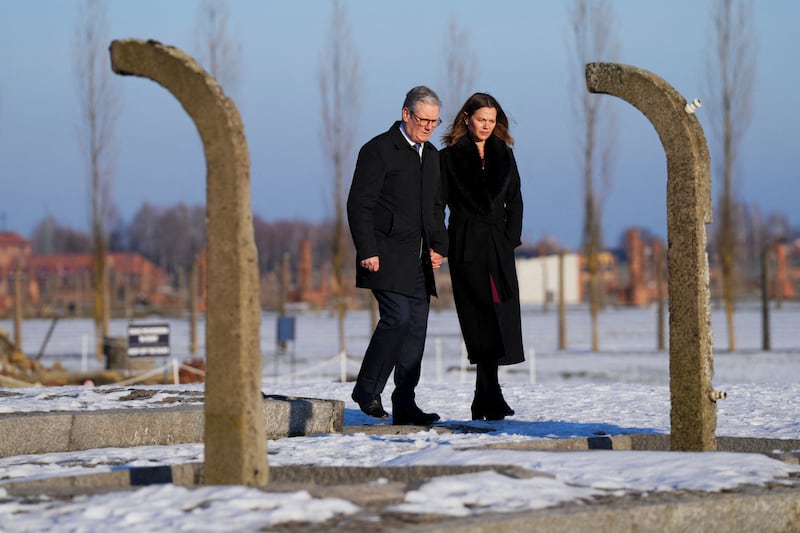 Prime Minister Sir Keir Starmer and his wife Lady Victoria during their visit to Auschwitz